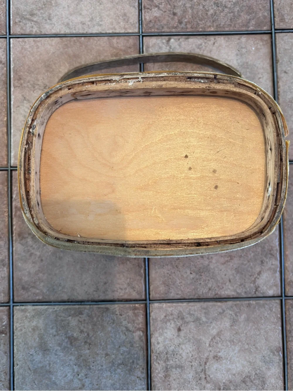 Vintage Wooden Basket Box with Handle | Floral Motifs Monogram Distressed Finish